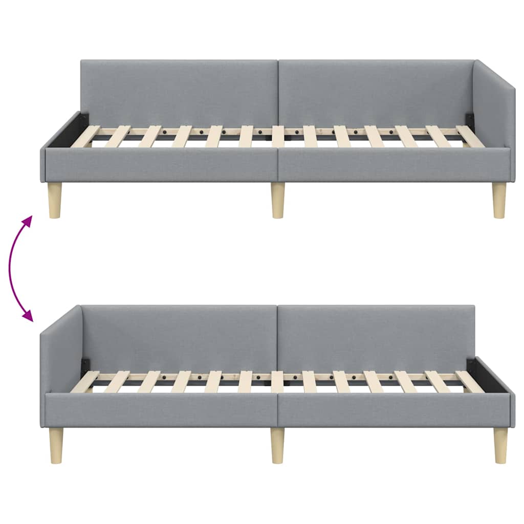 vidaXL Κρεβάτι Γωνίας Ανοιχτό γκρι 100 x 200 cm Ύφασμα και Έργο ξύλου