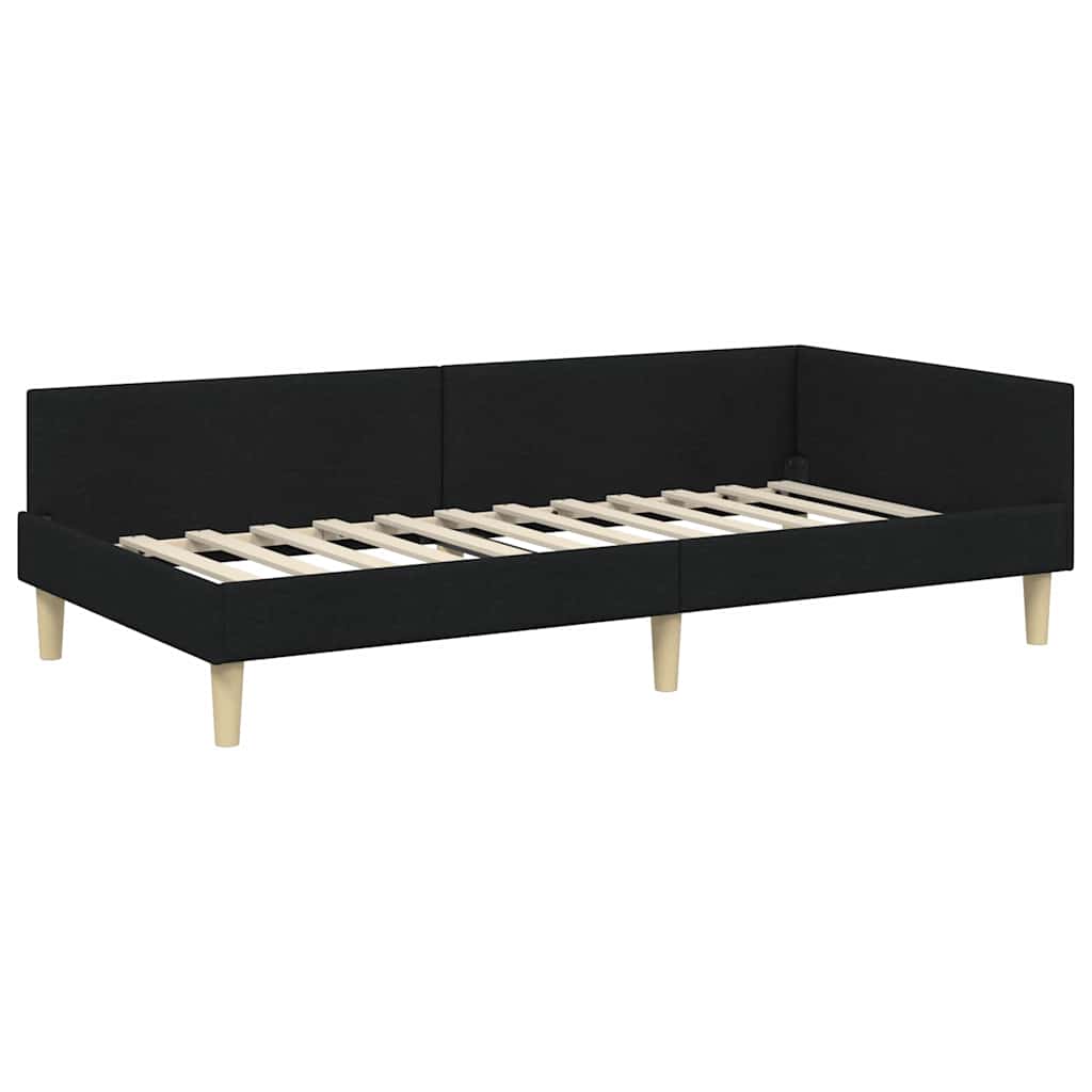 vidaXL Κρεβάτι Γωνίας Άλλο Μαύρο 100 x 200 cm Ύφασμα και Έργο ξύλου