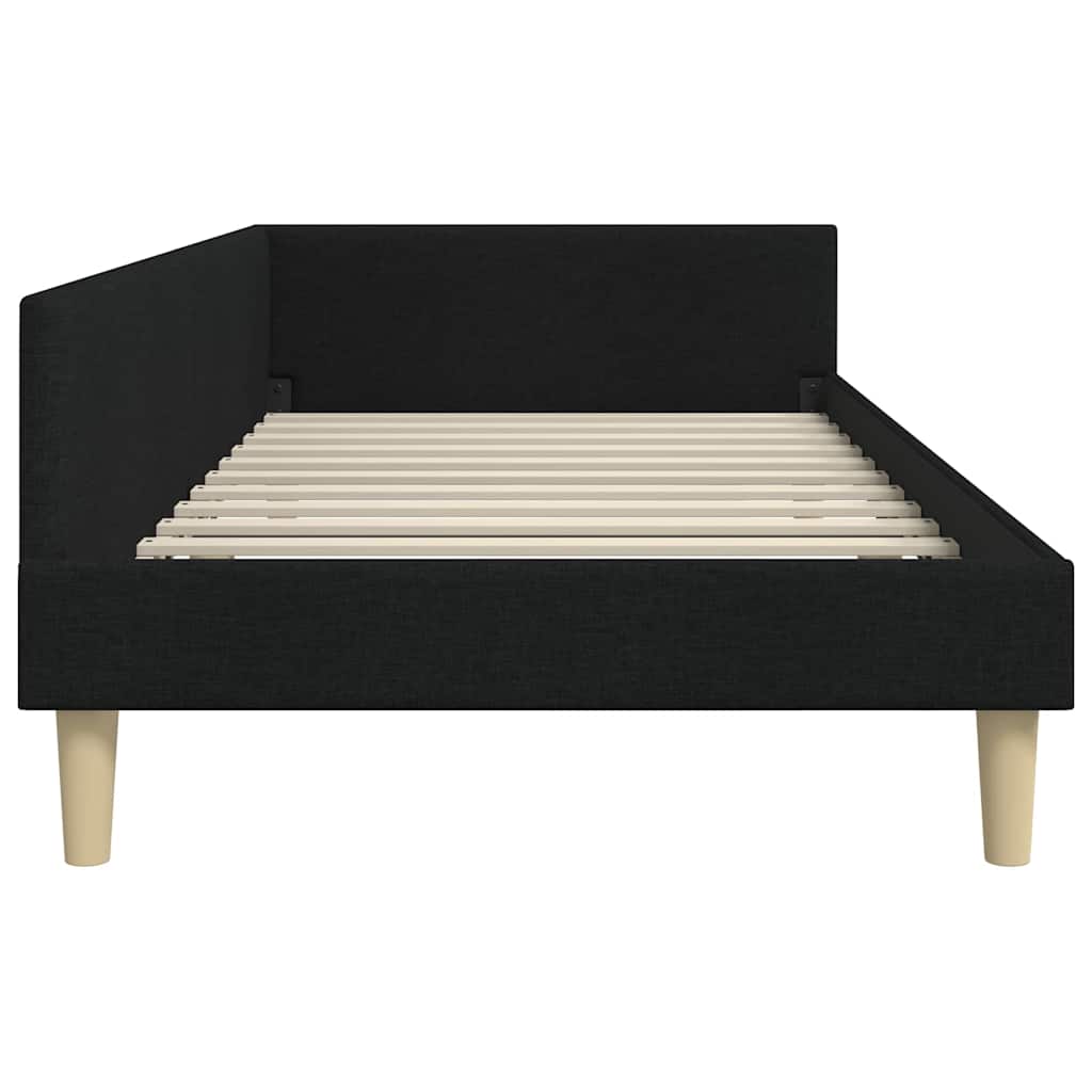 vidaXL Κρεβάτι Γωνίας Άλλο Μαύρο 100 x 200 cm Ύφασμα και Έργο ξύλου