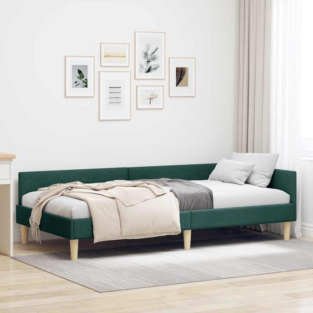 vidaXL Κρεβάτι Γωνίας Σκούρο Πράσινο 100 x 200 cm ύφασμα