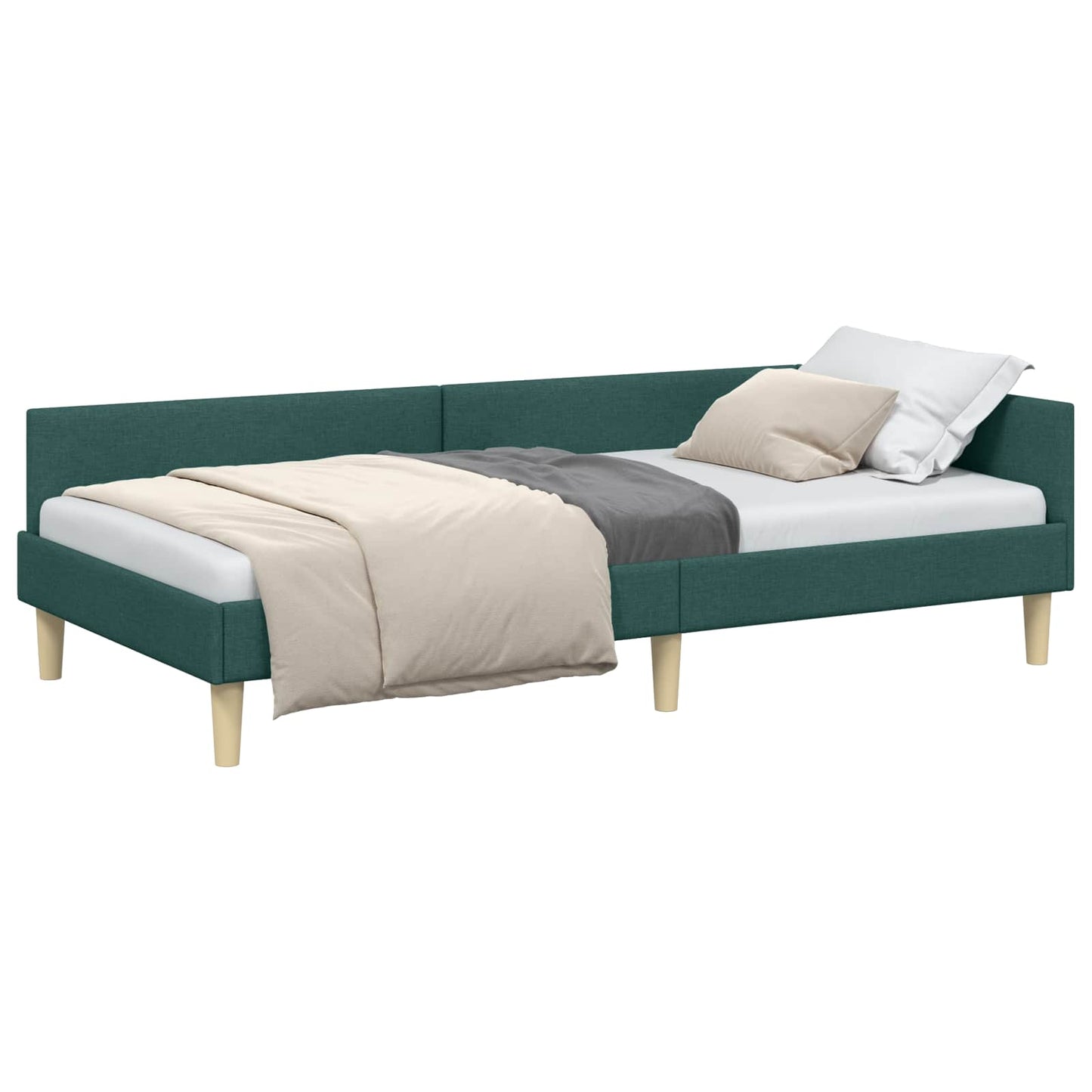 vidaXL Κρεβάτι Γωνίας Σκούρο Πράσινο 100 x 200 cm ύφασμα