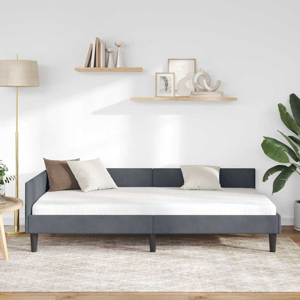 vidaXL Πλαϊνό Κρεβάτι με κεφαλάρι Σκούρο γκρι 80 x 200 cm