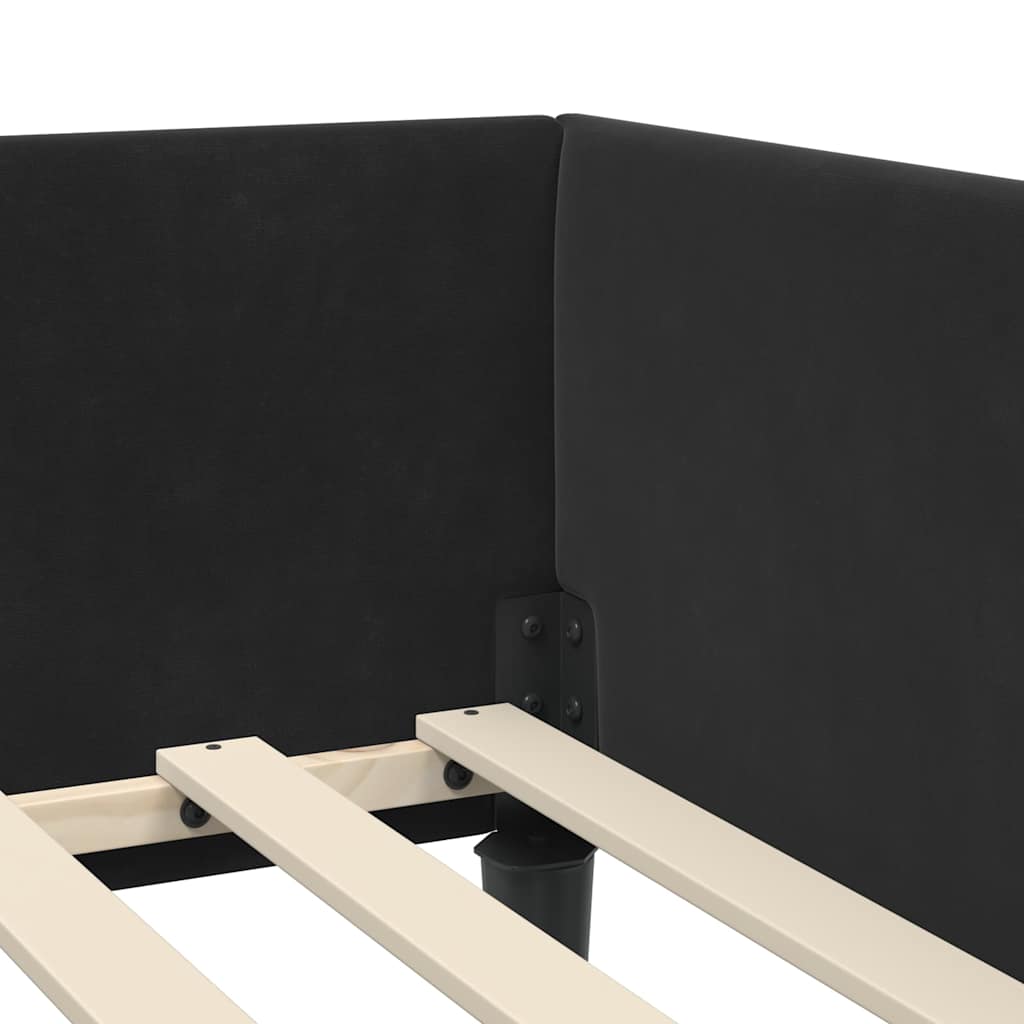 vidaXL Πλαϊνό Κρεβάτι Μαύρο 90 x 190 cm Βελούδο και Στιβαρή ξυλεία
