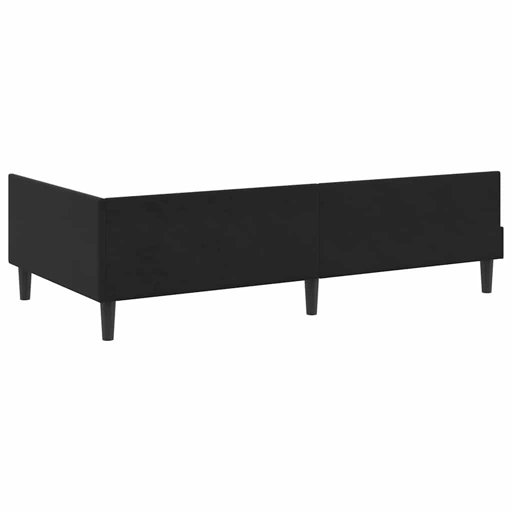 vidaXL Πλαϊνό Κρεβάτι Μαύρο 90 x 190 cm Βελούδο και Στιβαρή ξυλεία