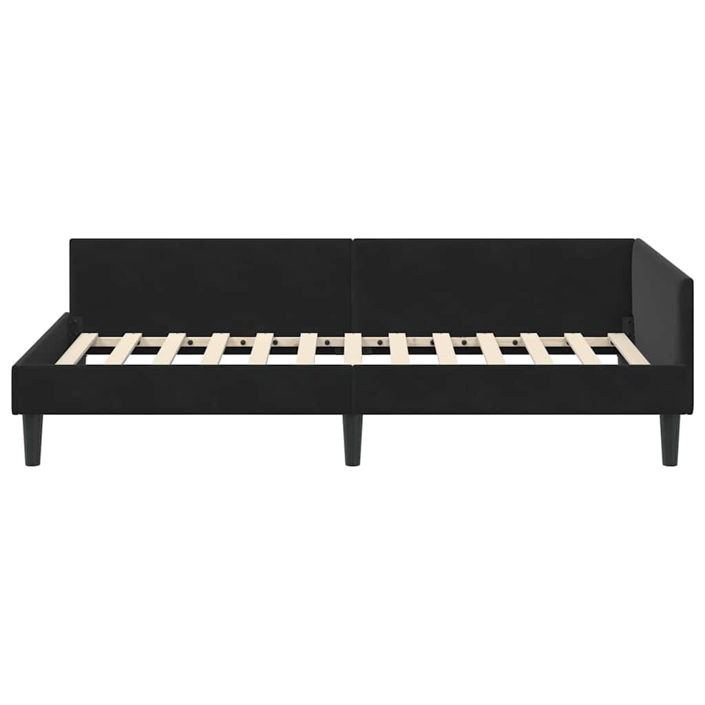 vidaXL Πλαϊνό Κρεβάτι Μαύρο 90 x 190 cm Βελούδο και Στιβαρή ξυλεία