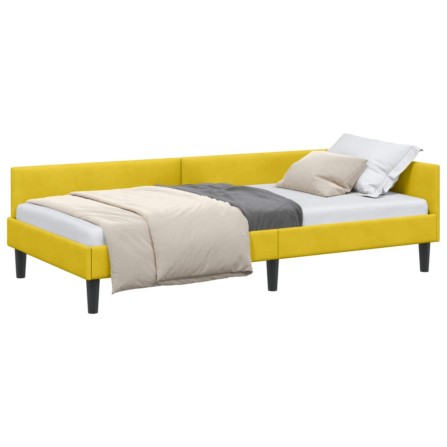 vidaXL Κρεβάτι Γωνίας με κεφαλάρι Κίτρινο 90 εκ x 190 εκ Βελούδο