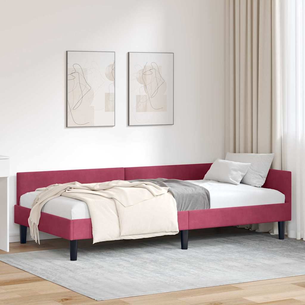 vidaXL Κρεβάτι Γωνίας Κόκκινο 90 x 200 cm Βελούδο