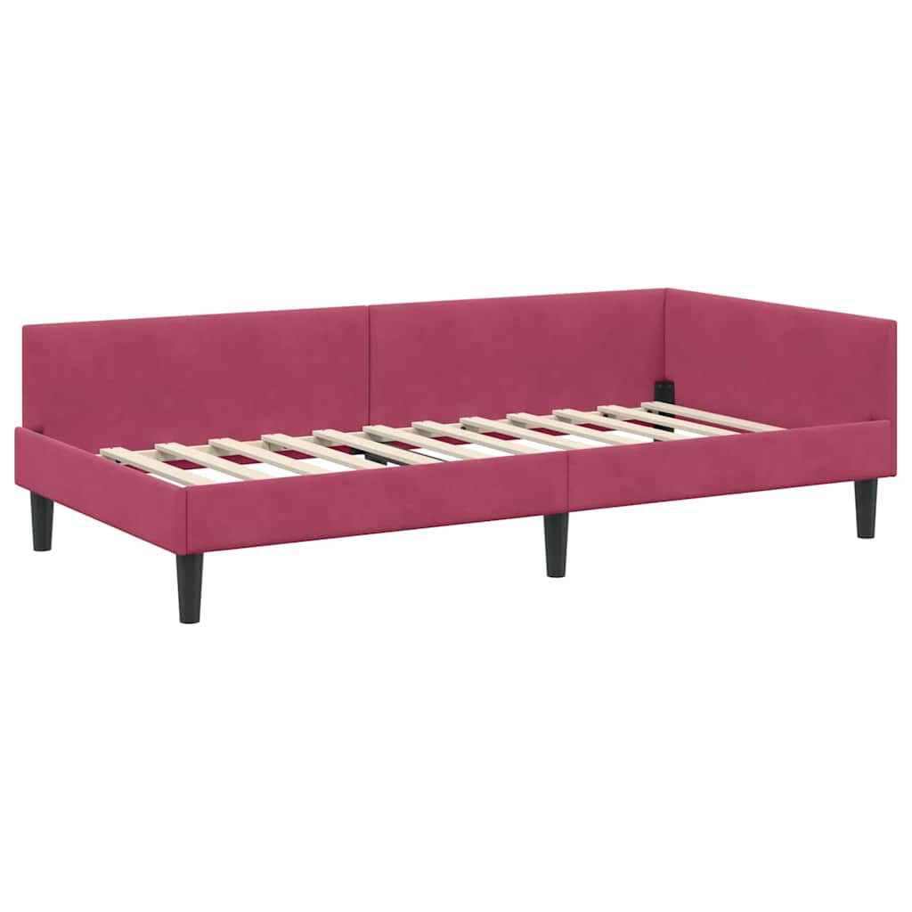 vidaXL Κρεβάτι Γωνίας Κόκκινο 90 x 200 cm Βελούδο