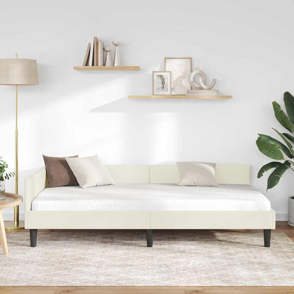 vidaXL Κρεβάτι Γωνίας με κεφαλάρι Κρεμ 90 εκ x 200 εκ Βελούδο