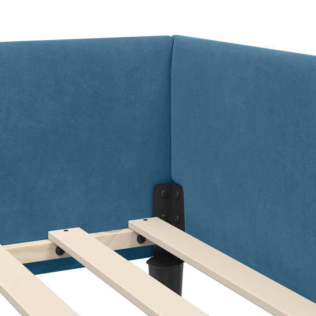 vidaXL Πλαϊνό Κρεβάτι Μπλε 100 x 200 cm Βελούδο και Στιβαρή ξυλεία