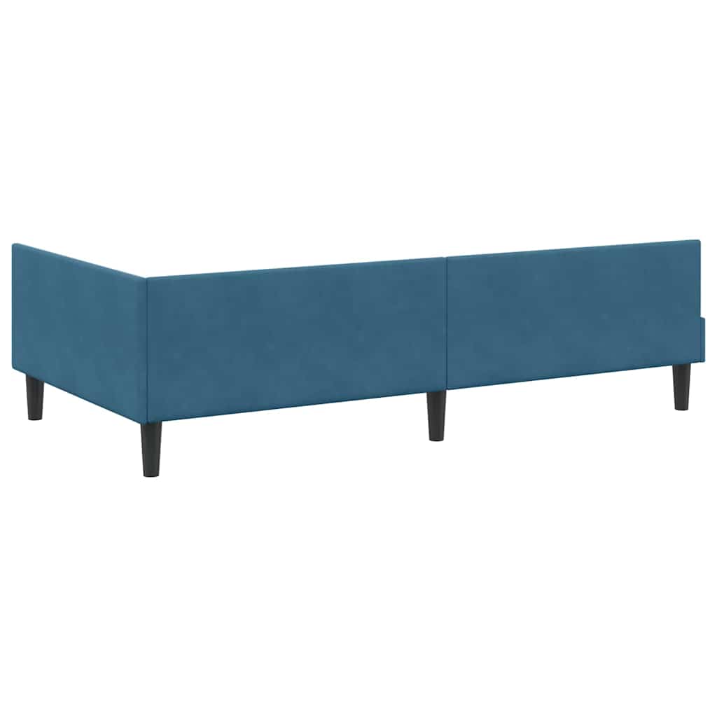 vidaXL Πλαϊνό Κρεβάτι Μπλε 100 x 200 cm Βελούδο και Στιβαρή ξυλεία