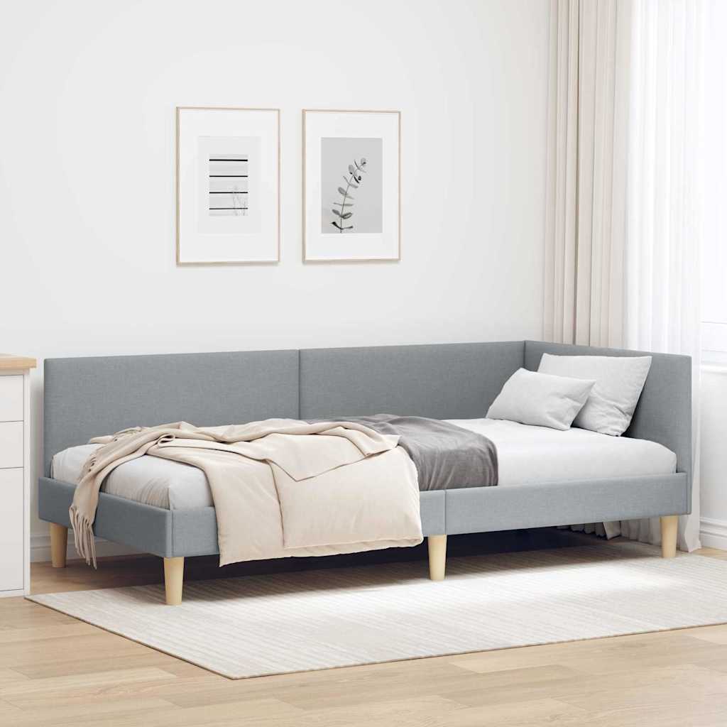 vidaXL Κρεβάτι Γωνίας Ανοιχτό γκρι 80 x 200 cm Ύφασμα και Έργο ξύλου