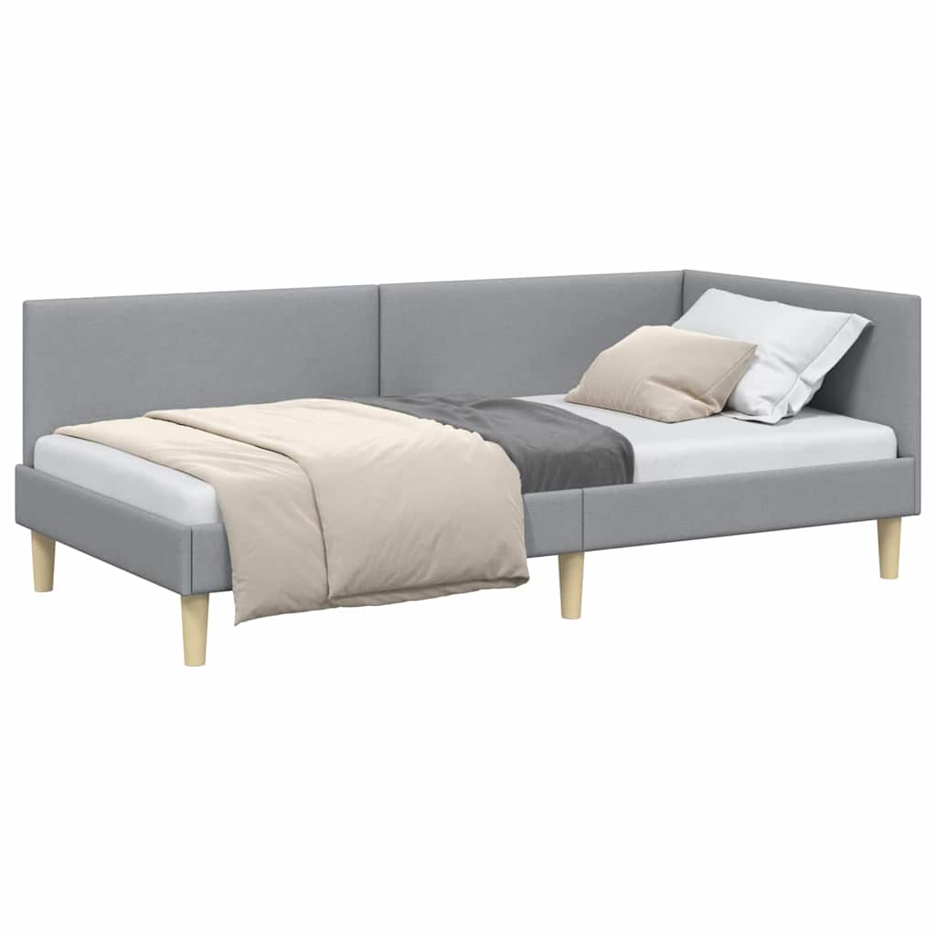 vidaXL Κρεβάτι Γωνίας Ανοιχτό γκρι 80 x 200 cm Ύφασμα και Έργο ξύλου