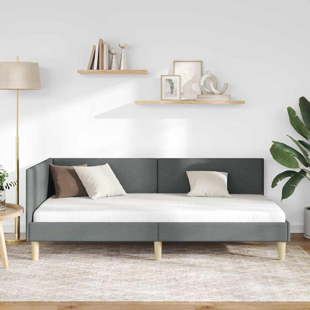 vidaXL Κρεβάτι Γωνίας Σκούρο γκρι 80 x 200 cm Ύφασμα και Έργο ξύλου