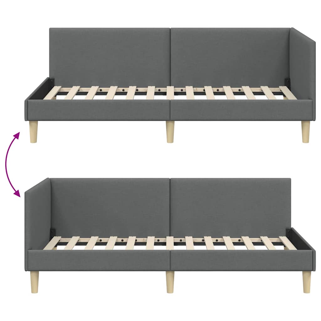 vidaXL Κρεβάτι Γωνίας Σκούρο γκρι 80 x 200 cm Ύφασμα και Έργο ξύλου