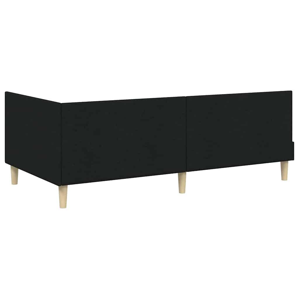 vidaXL Κρεβάτι Γωνίας Άλλο Μαύρο 90 x 200 cm Ύφασμα και Έργο ξύλου