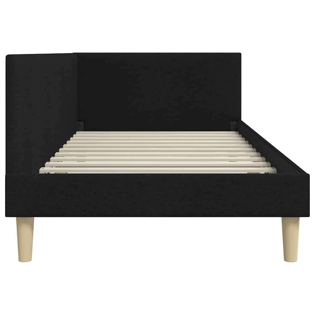 vidaXL Κρεβάτι Γωνίας Άλλο Μαύρο 90 x 200 cm Ύφασμα και Έργο ξύλου