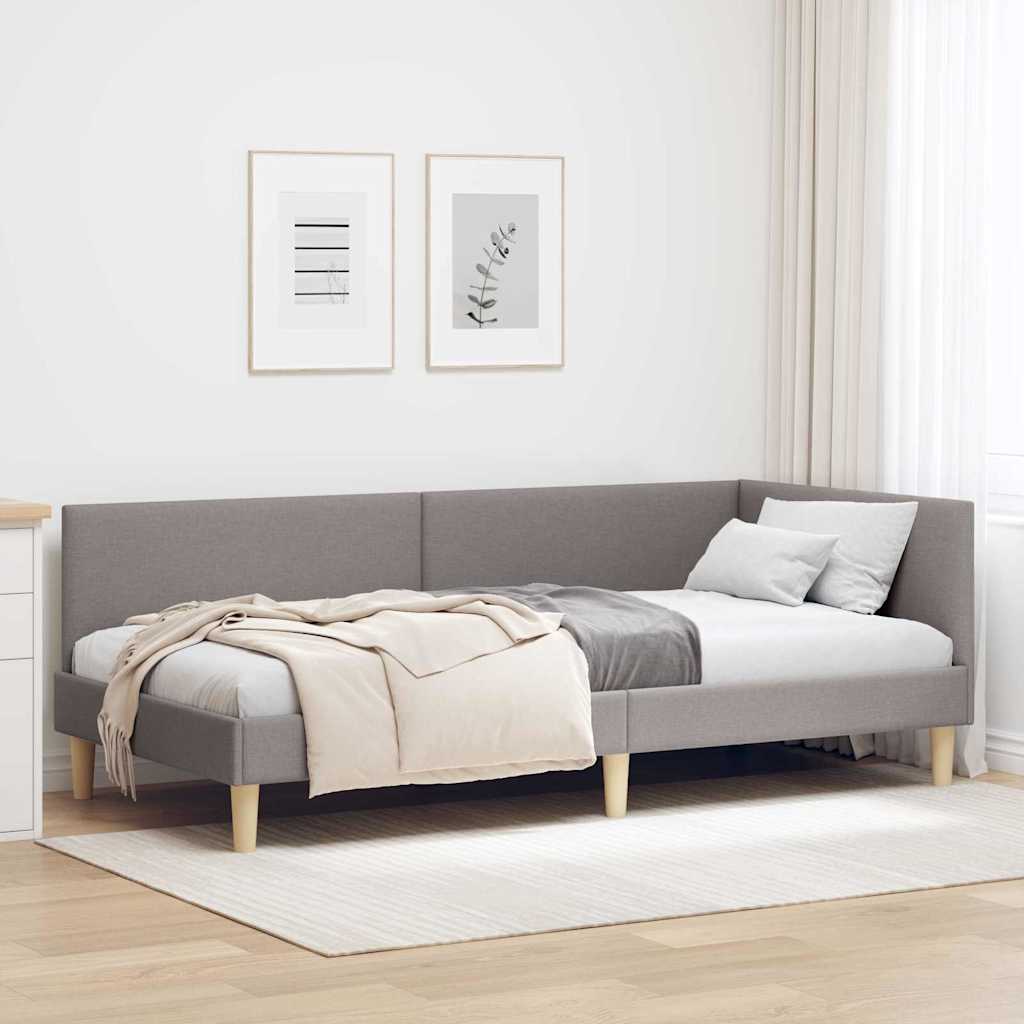 vidaXL Κρεβάτι Γωνίας Taupe 90 εκ x 200 εκ Ύφασμα και Κόντρα Πλακέ