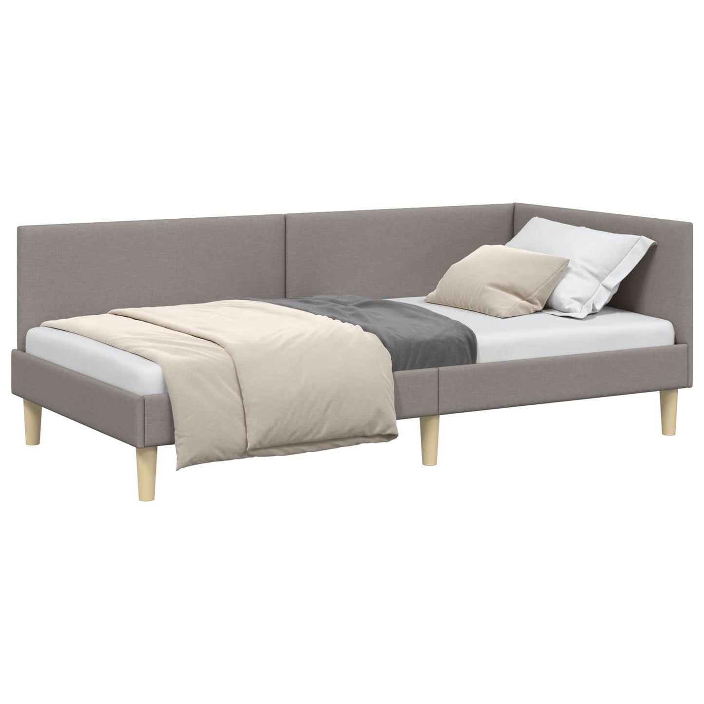 vidaXL Κρεβάτι Γωνίας Taupe 90 εκ x 200 εκ Ύφασμα και Κόντρα Πλακέ