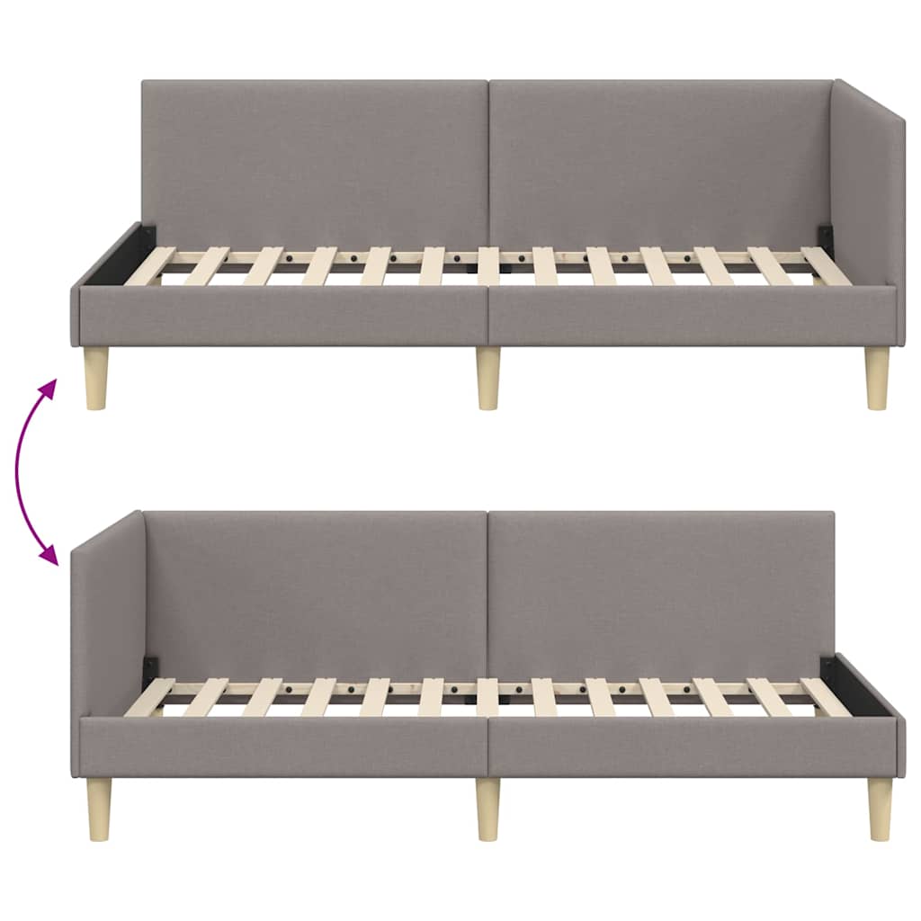 vidaXL Κρεβάτι Γωνίας Taupe 90 εκ x 200 εκ Ύφασμα και Κόντρα Πλακέ