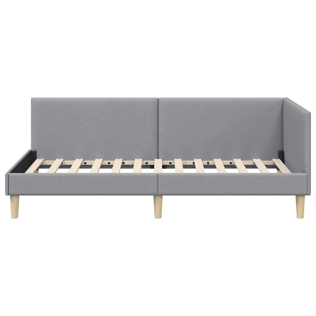 vidaXL Κρεβάτι Γωνίας Ανοιχτό γκρι 100 x 200 cm Ύφασμα και Έργο ξύλου