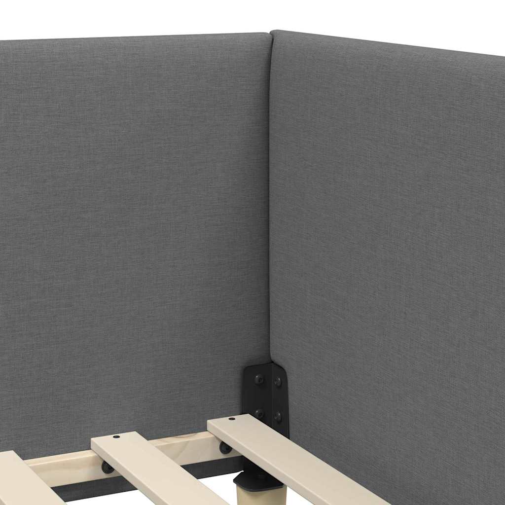 vidaXL Κρεβάτι Γωνίας Σκούρο γκρι 100 x 200 cm Ύφασμα και Έργο ξύλου