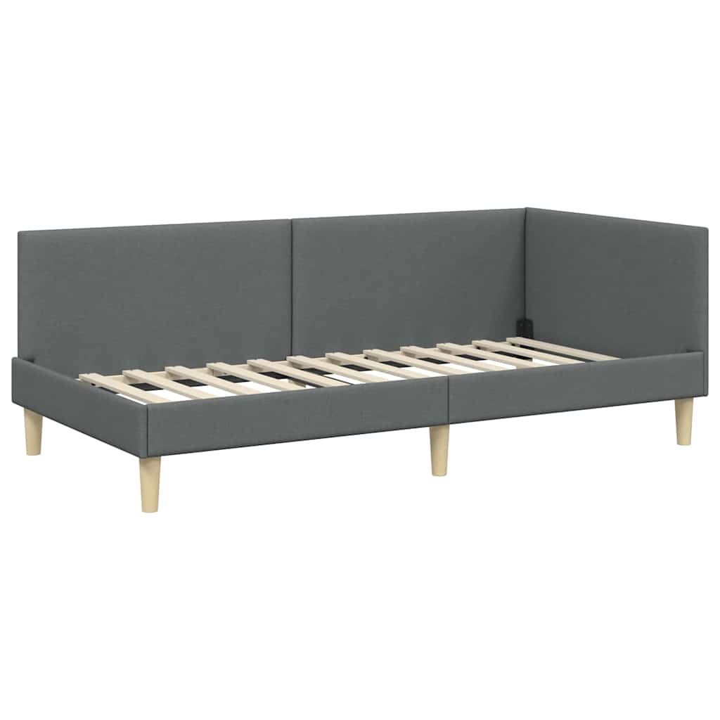 vidaXL Κρεβάτι Γωνίας Σκούρο γκρι 100 x 200 cm Ύφασμα και Έργο ξύλου