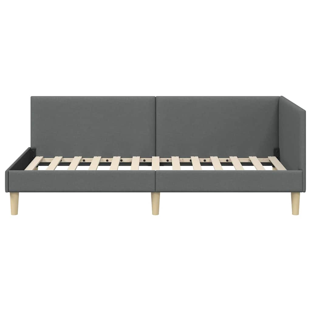 vidaXL Κρεβάτι Γωνίας Σκούρο γκρι 100 x 200 cm Ύφασμα και Έργο ξύλου