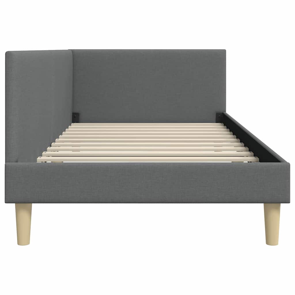vidaXL Κρεβάτι Γωνίας Σκούρο γκρι 100 x 200 cm Ύφασμα και Έργο ξύλου