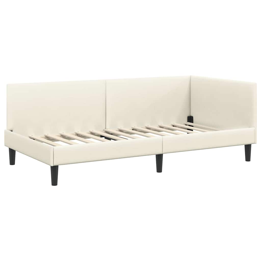vidaXL Κρεβάτι Γωνίας με κεφαλάρι Κρεμ 90 εκ x 190 εκ Βελούδο