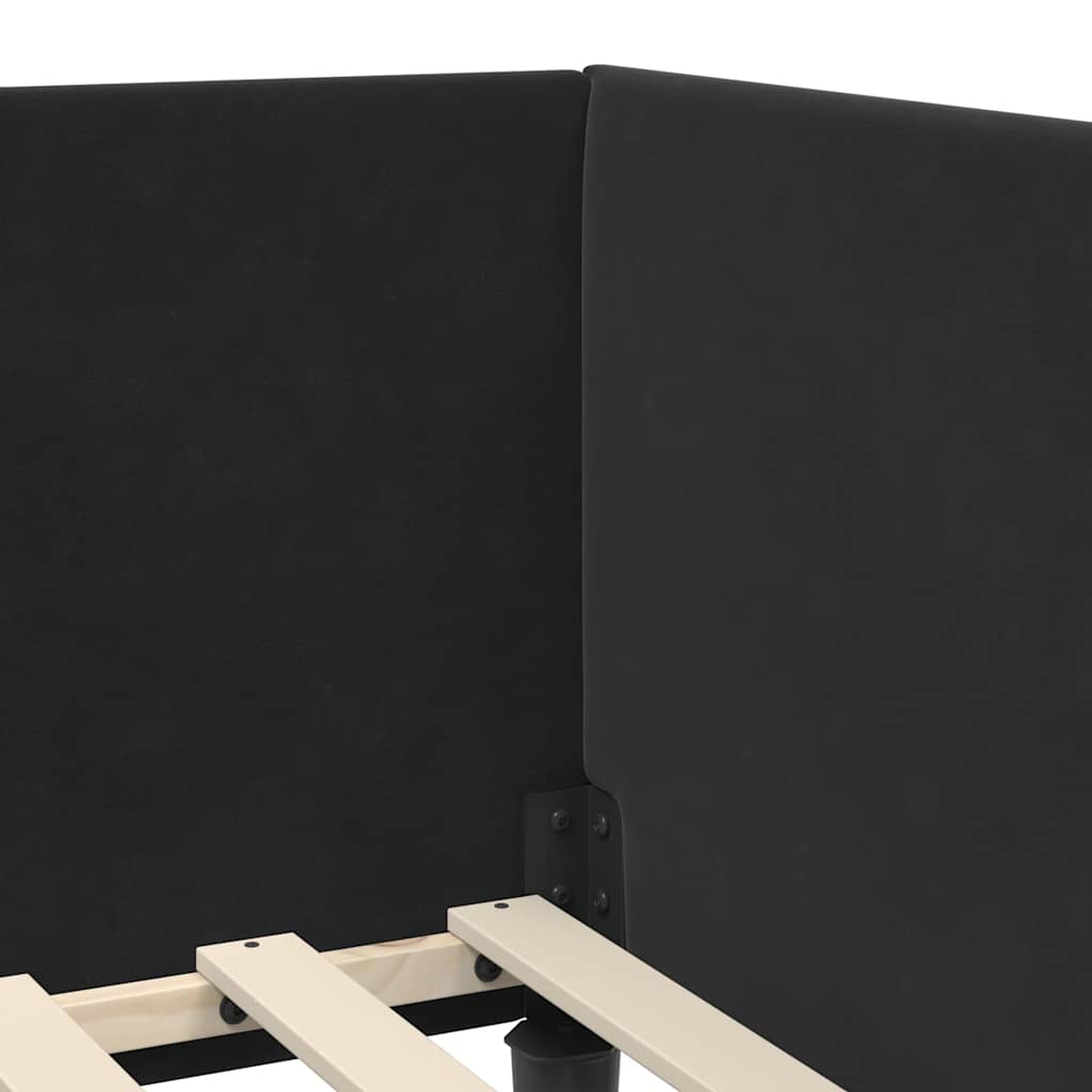vidaXL Κρεβάτι Γωνίας Μαύρο 90 x 200 cm Βελούδο και Εργοστασιακό ξύλο