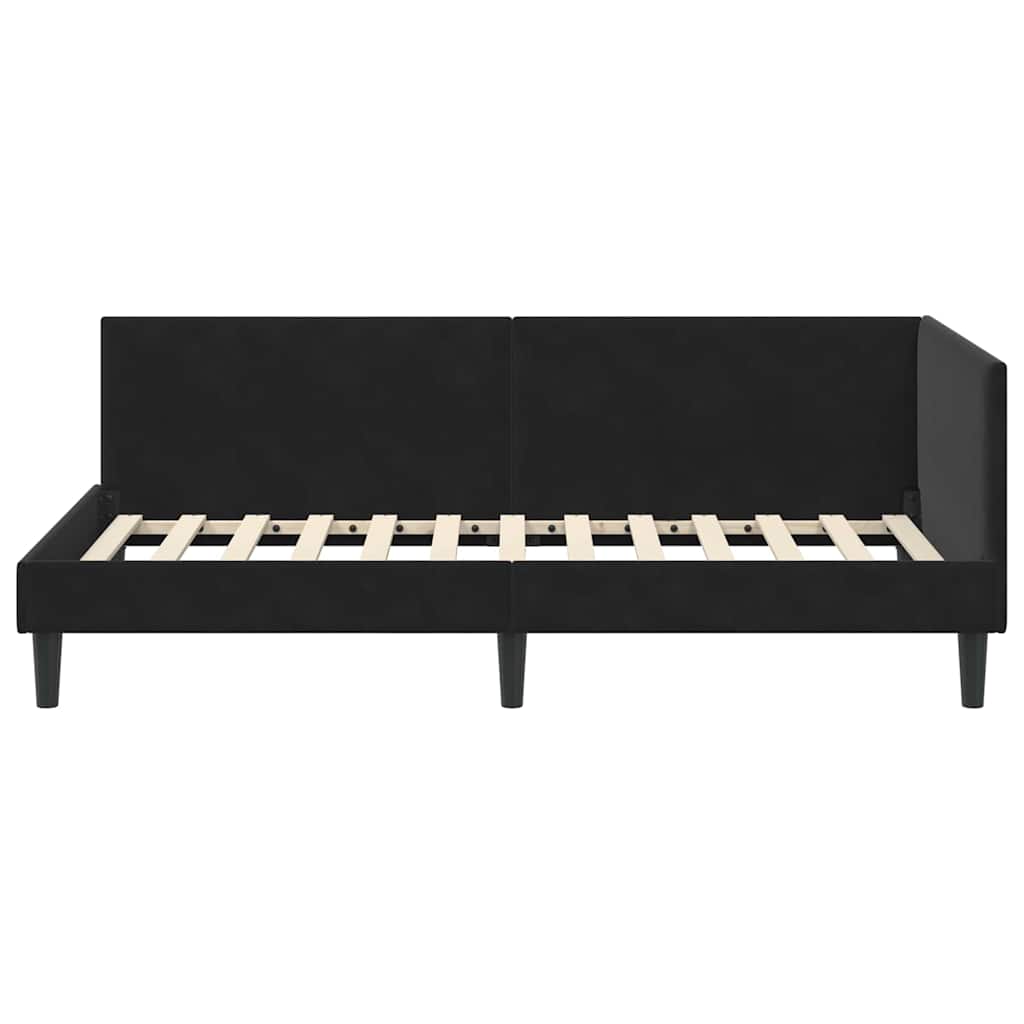 vidaXL Κρεβάτι Γωνίας Μαύρο 100 x 200 cm Βελούδο και Εργοστασιακό ξύλο