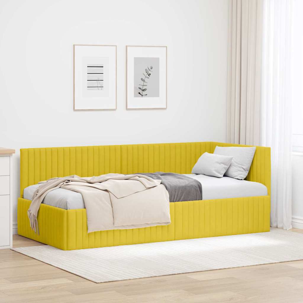 vidaXL Κρεβάτι Γωνίας με κεφαλάρι Κίτρινο 90 εκ x 190 εκ Βελούδο