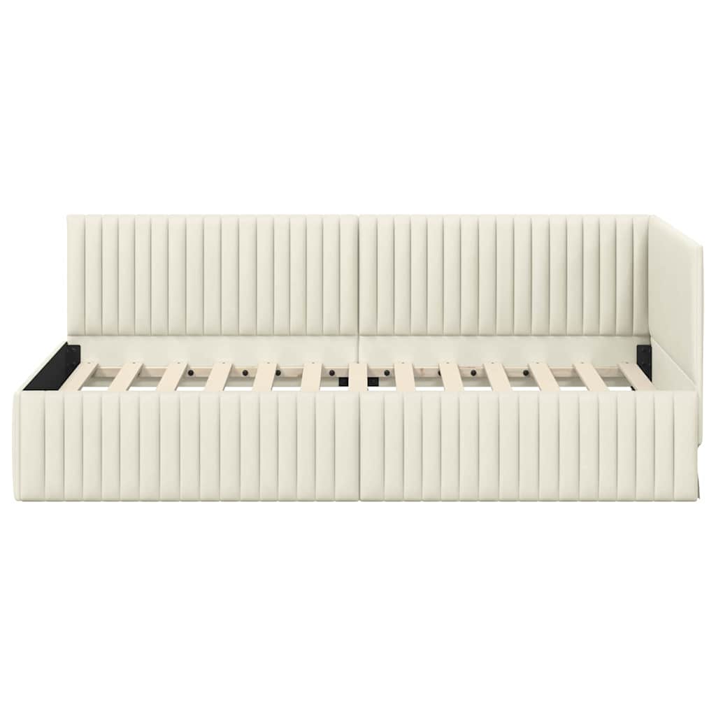 vidaXL Κρεβάτι Γωνίας με κεφαλάρι Κρεμ 90 εκ x 190 εκ Βελούδο