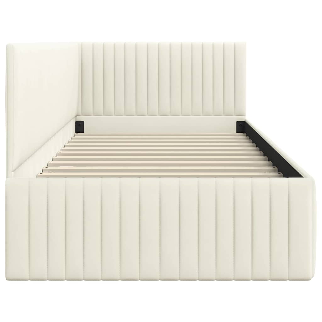 vidaXL Κρεβάτι Γωνίας με κεφαλάρι Κρεμ 90 εκ x 190 εκ Βελούδο