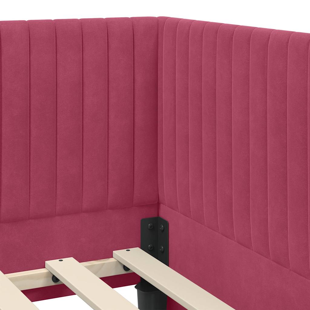 vidaXL Κρεβάτι Γωνίας με κεφαλάρι Κόκκινο 100 εκ x 200 εκ Βελούδο