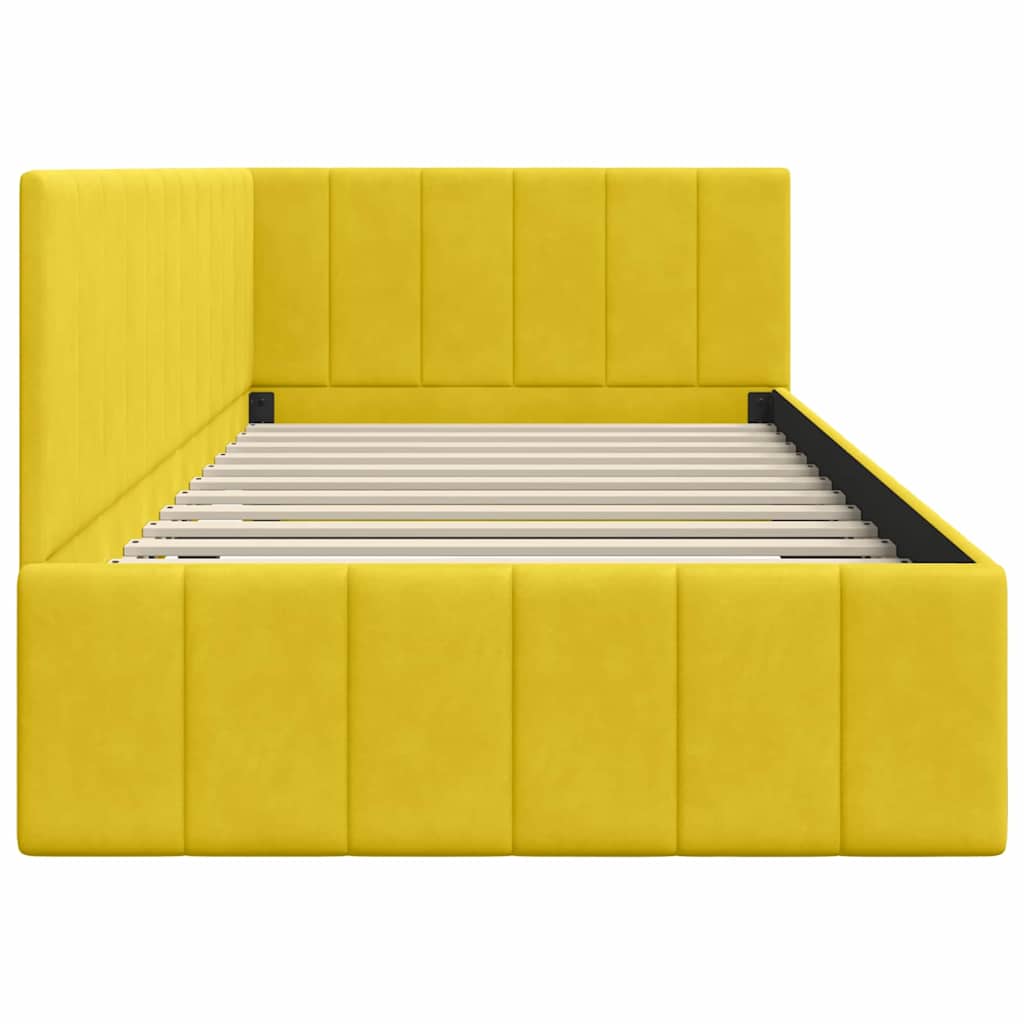 vidaXL Κρεβάτι Γωνίας με κεφαλάρι Κίτρινο 90 εκ x 190 εκ Βελούδο