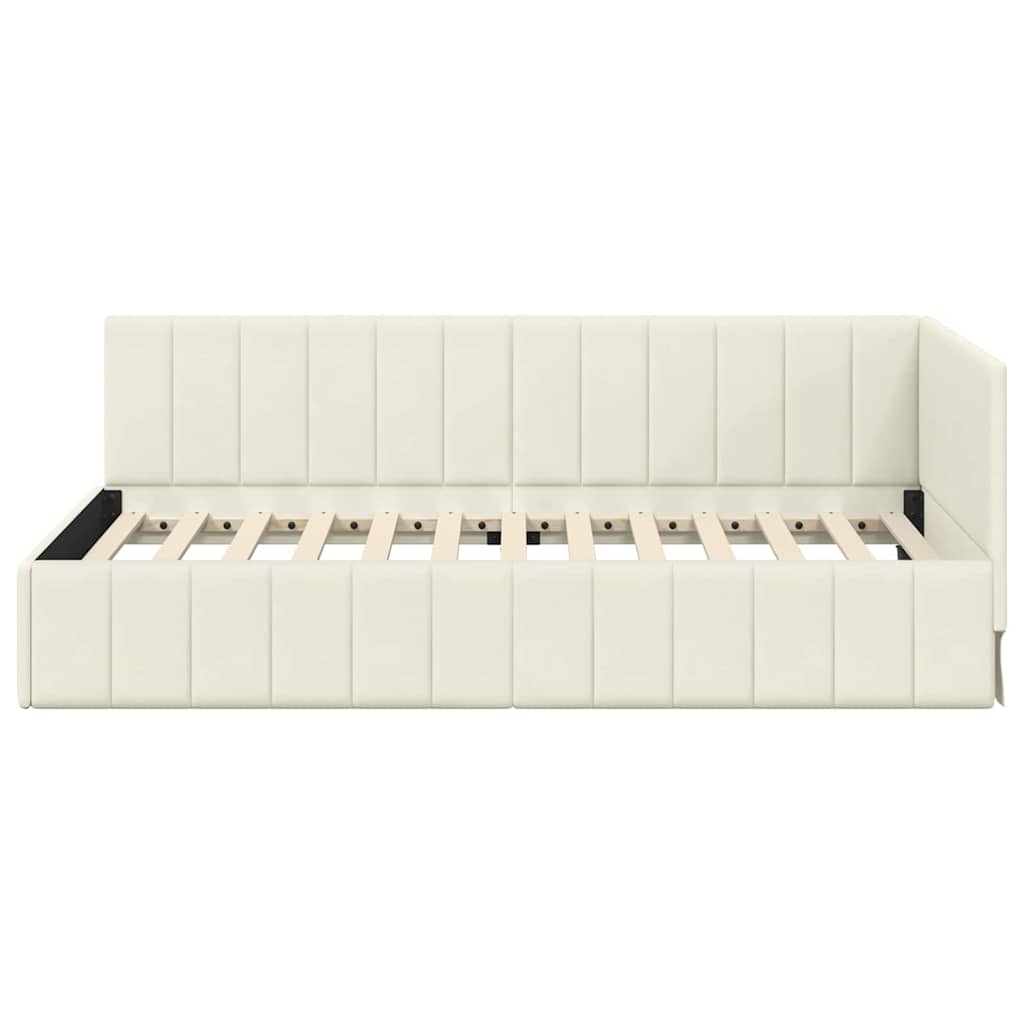 vidaXL Κρεβάτι Γωνίας με κεφαλάρι Κρεμ 90 εκ x 190 εκ Βελούδο