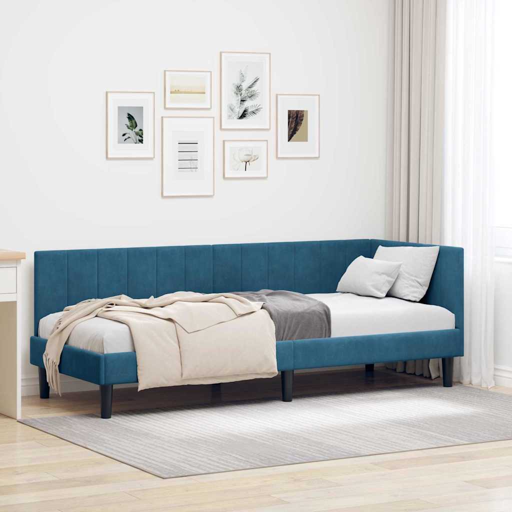 vidaXL Κρεβάτι Γωνίας με κεφαλάρι Μπλε 80 εκ x 200 εκ Βελούδο