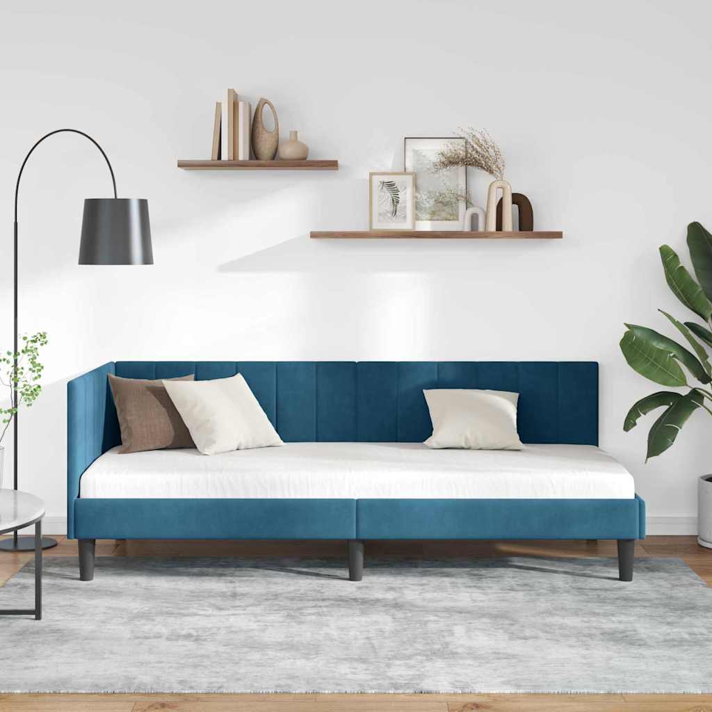 vidaXL Κρεβάτι Γωνίας με κεφαλάρι Μπλε 80 εκ x 200 εκ Βελούδο