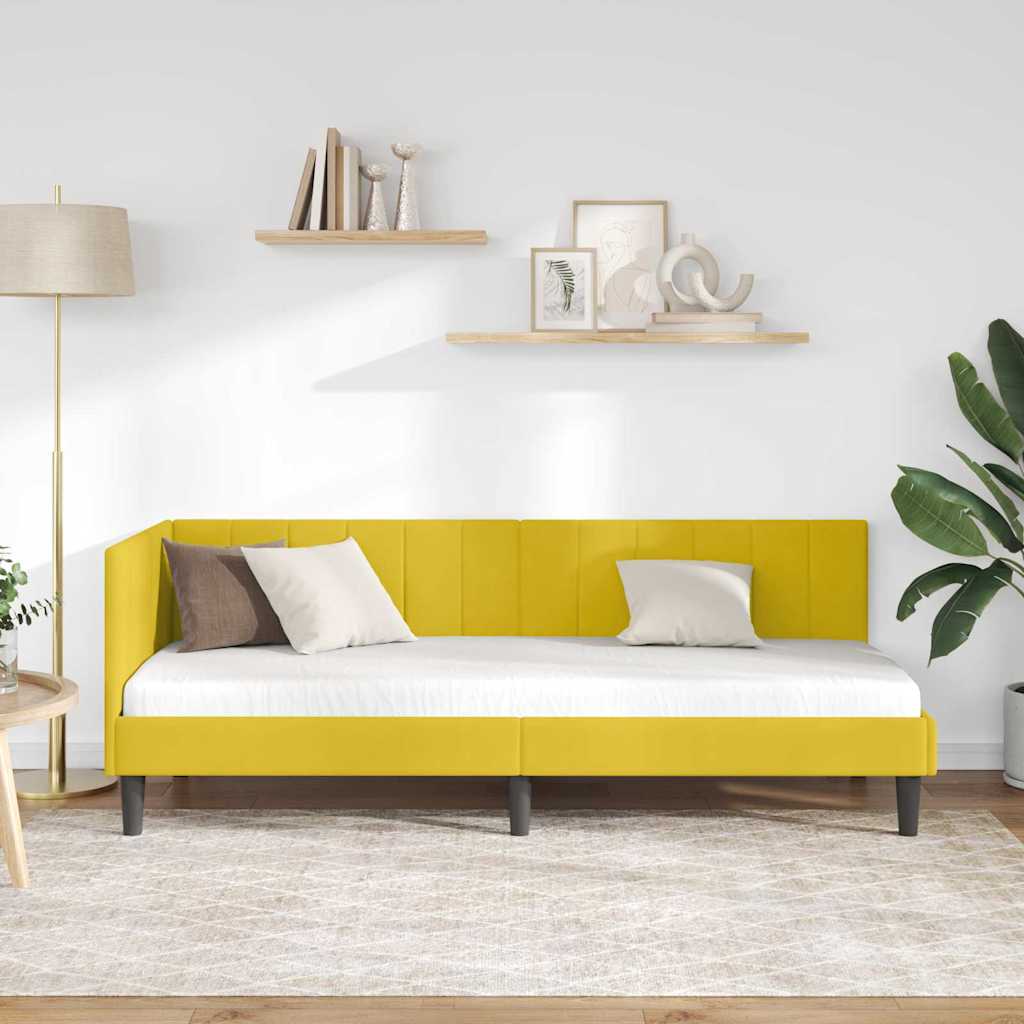 vidaXL Κρεβάτι Γωνίας με κεφαλάρι Κίτρινο 80 εκ x 200 εκ Βελούδο