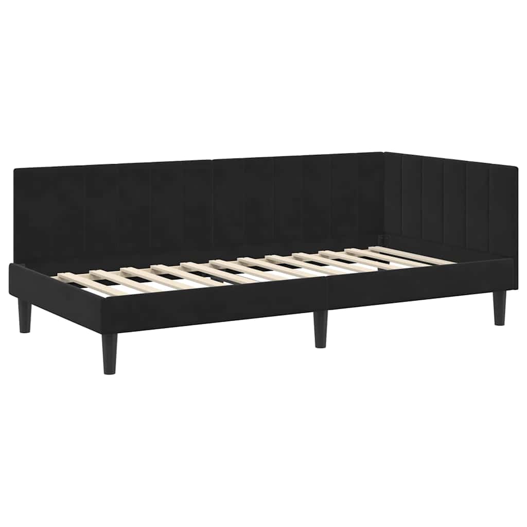 vidaXL Κρεβάτι Γωνίας με κεφαλάρι Μαύρο 90 x 190 cm Βελούδο