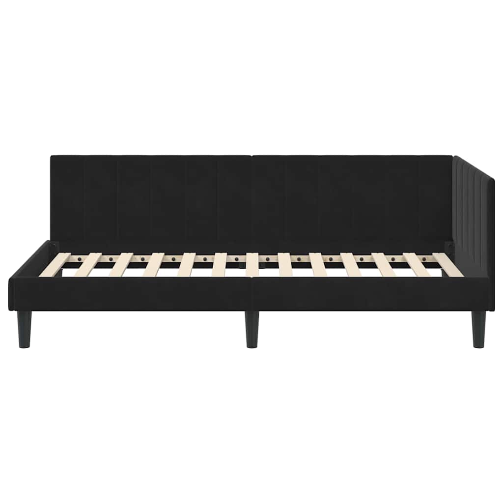 vidaXL Κρεβάτι Γωνίας με κεφαλάρι Μαύρο 90 x 190 cm Βελούδο