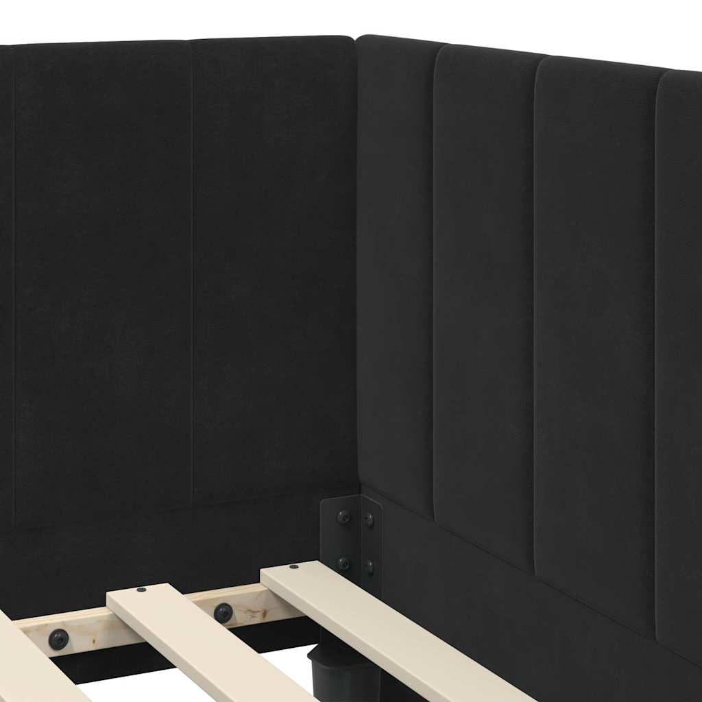 vidaXL Κρεβάτι Γωνίας με κεφαλάρι Μαύρο 100 x 200 cm Βελούδο