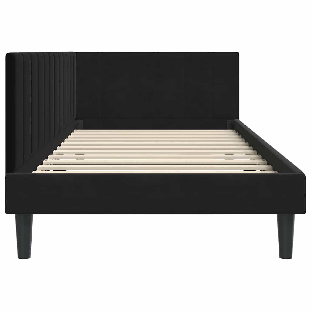 vidaXL Κρεβάτι Γωνίας με κεφαλάρι Μαύρο 100 x 200 cm Βελούδο