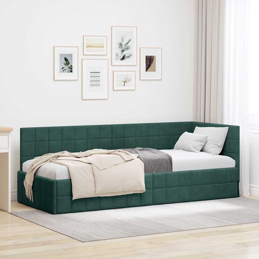 vidaXL Κρεβάτι Γωνίας Σκούρο Πράσινο 80 x 200 cm Βελούδο