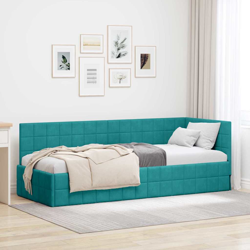 vidaXL Κρεβάτι Γωνίας Τιρκουάζ 80 x 200 cm Βελούδο