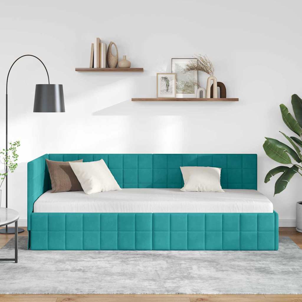 vidaXL Κρεβάτι Γωνίας Τιρκουάζ 80 x 200 cm Βελούδο