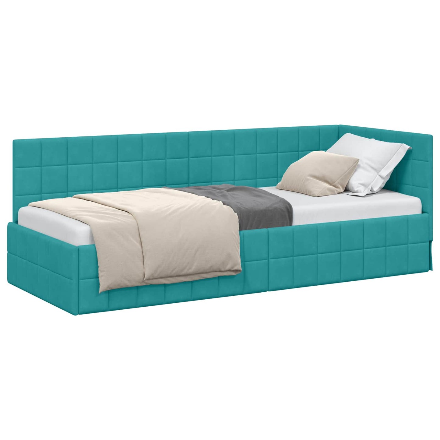 vidaXL Κρεβάτι Γωνίας Τιρκουάζ 80 x 200 cm Βελούδο