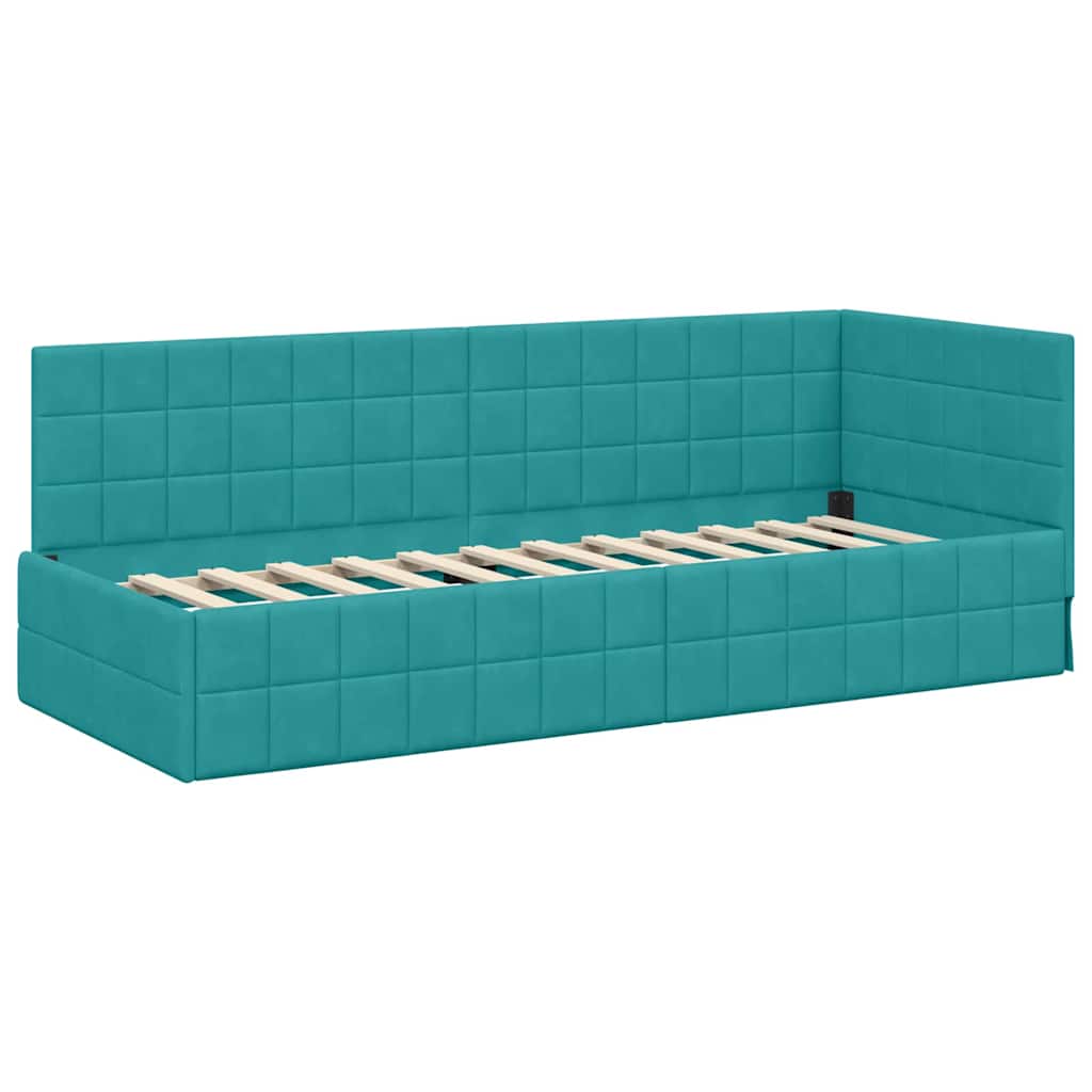 vidaXL Κρεβάτι Γωνίας Τιρκουάζ 80 x 200 cm Βελούδο